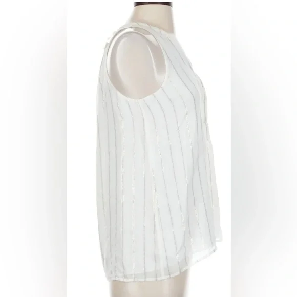 Joie Silk Silver and Gold Tinsel Striped Blouse OversizedNWT